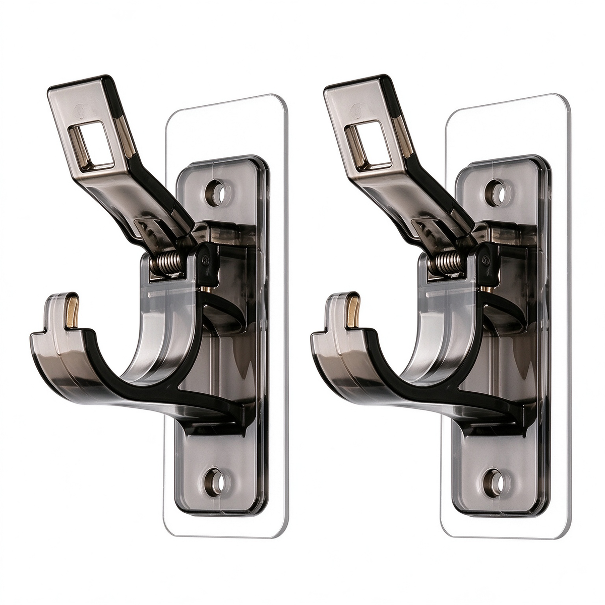 2-Pack No-Drill Curtain Rod Brackets, Self-Adhesive Multifunctional Acrylic Gel Rod Holder Hooks 🏠
