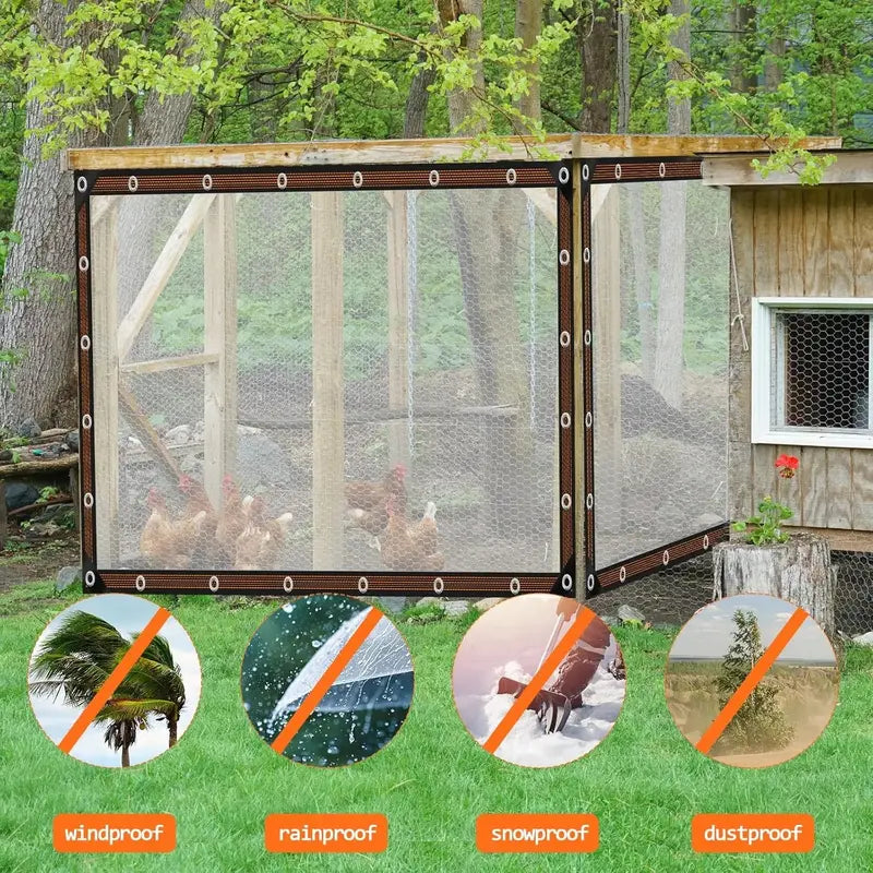 Clear Waterproof PE Tarp, Transparent Outdoor Cover with Metal Grommets🛡️