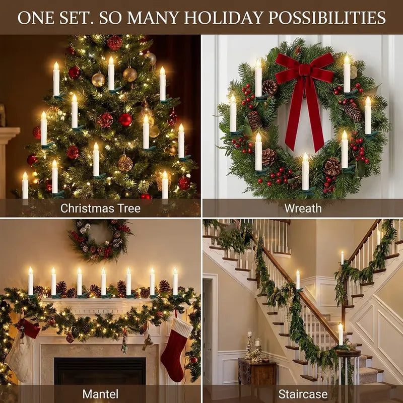 🎄 Flameless LED Christmas Candle Lights with Remote – 10/20 Pack