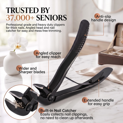 Wide-Jaw Nail Clippers for Seniors – Thick Nail Cutter with Angled Head