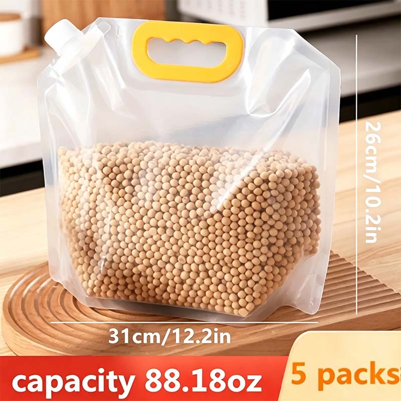 5pcs/pack Grain Sealed Bags, Transparent Food Storage Bags, Moisture-Proof and Pest-Resistant🌾
