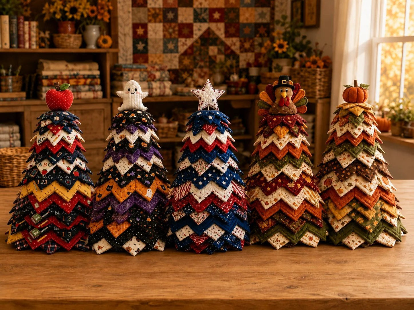 🔥LAST DAY 50% OFF - 🎄American Christmas Tree Quilt Kit – Easy Layered Fabric Holiday Décor for Quilting Lovers