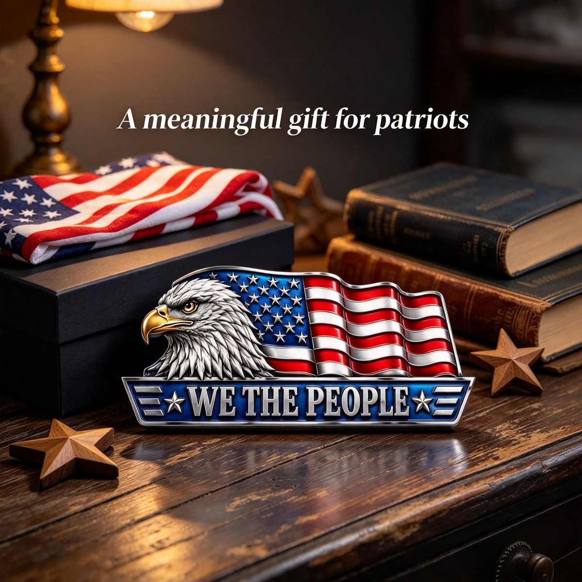 🇺🇸 'WE THE PEOPLE' Eagle & Flag Metal Car Emblem | A Statement of American Pride