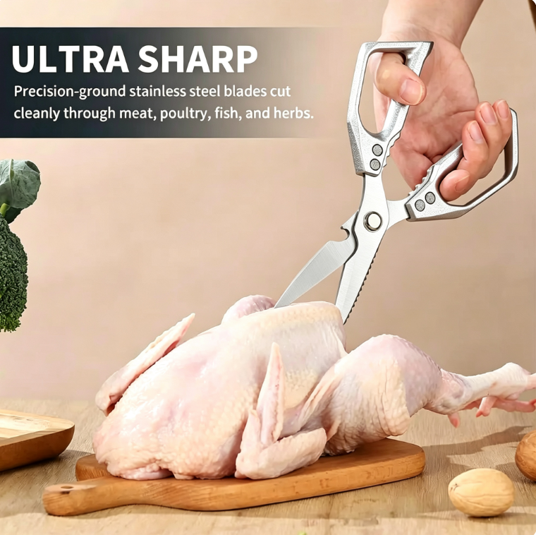 ✂️ Premium Japanese Steel Kitchen Shears 🧑‍🍳 Multi‑Purpose Heavy‑Duty Scissors For Meat, Fish & Fresh Herbs
