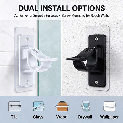 2-Pack No-Drill Curtain Rod Brackets, Self-Adhesive Multifunctional Acrylic Gel Rod Holder Hooks 🏠