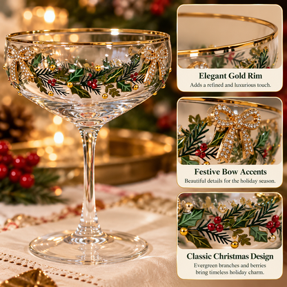 🎄 Elegant Christmas Coupe Glass – Festive Holiday Cocktail Glass