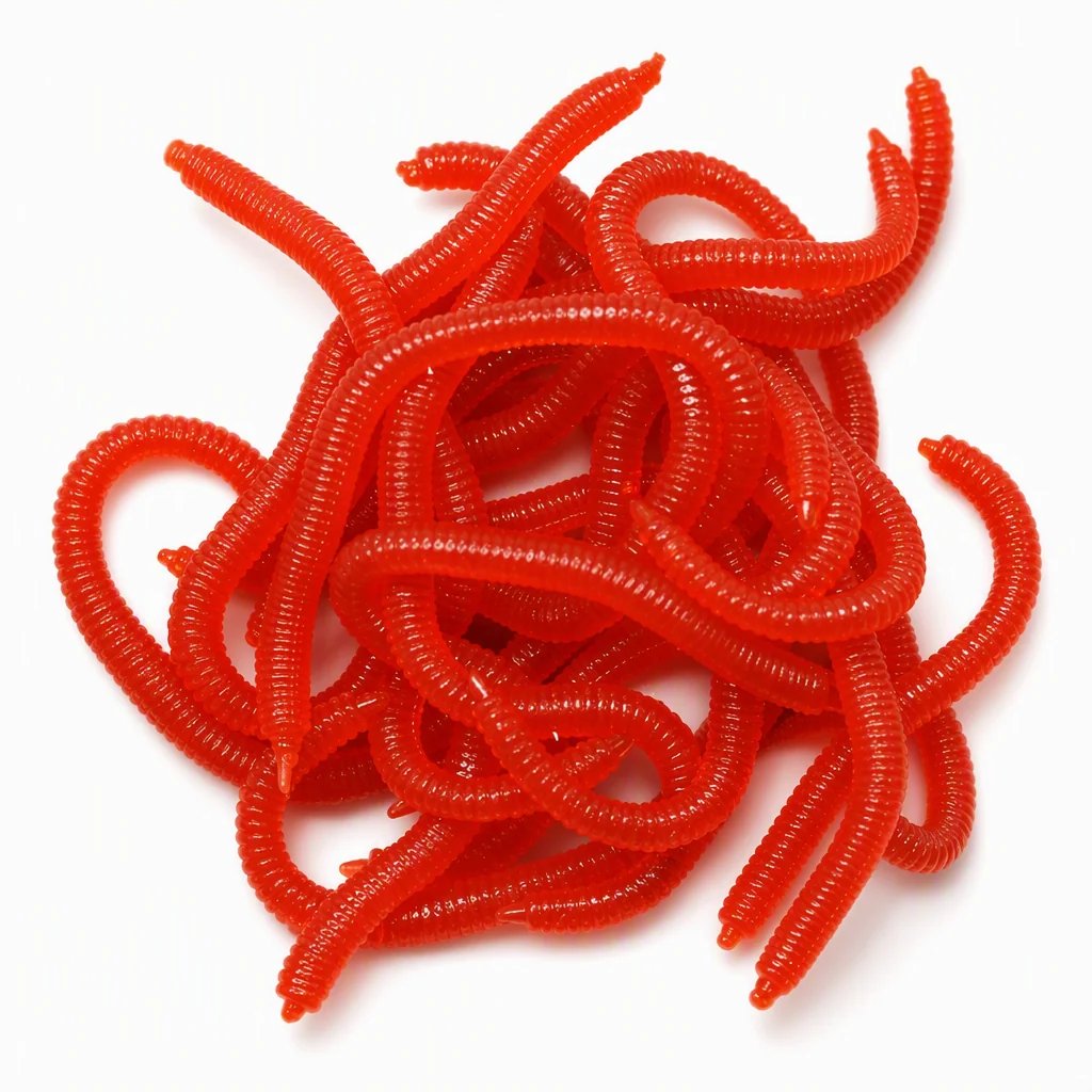 📢📢Simulation Earthworm Soft Fishing Lures Shrimp Scented Artificial Worm Baits for Freshwater and Saltwater Pack of 50 or 100