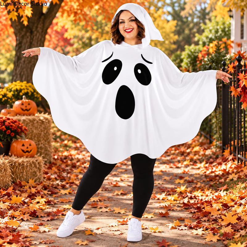 Adult White Hooded Full-Cover Ghost Halloween Costume