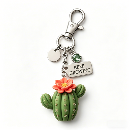 A Little Succulent for Your Journey | Keep Growing Cactus Keychain
