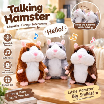 🐹💝70% OFF!!!-Ready for Christmas!🎄🎁Talking Hamster Plush – repeats whatever you say, auto head-shaking, hilarious fun for kids & adults