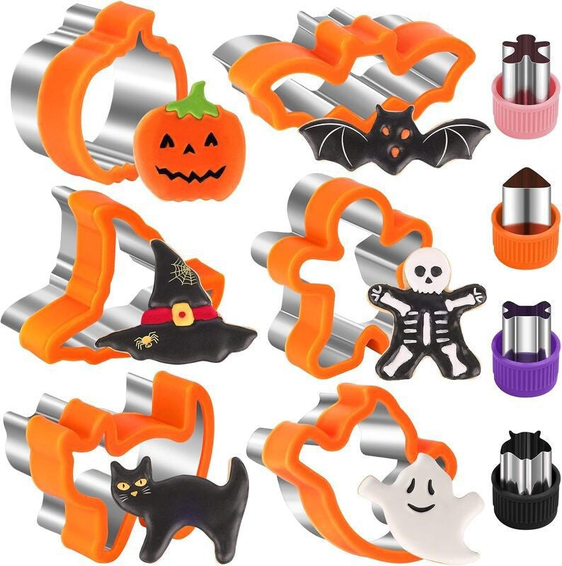 🎃 4-Piece Halloween Pancake Mold Set – Ghost, Bat, Pumpkin & Skull Silicone Breakfast Shapers