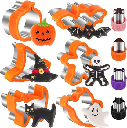 🎃 4-Piece Halloween Pancake Mold Set – Ghost, Bat, Pumpkin & Skull Silicone Breakfast Shapers