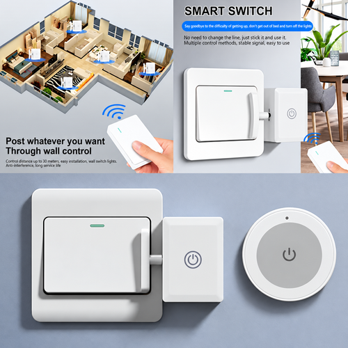 🔥Black Friday Deal｜2 In 1 Wireless Intelligent Button Lazy Remote Control Switch Light On Panel