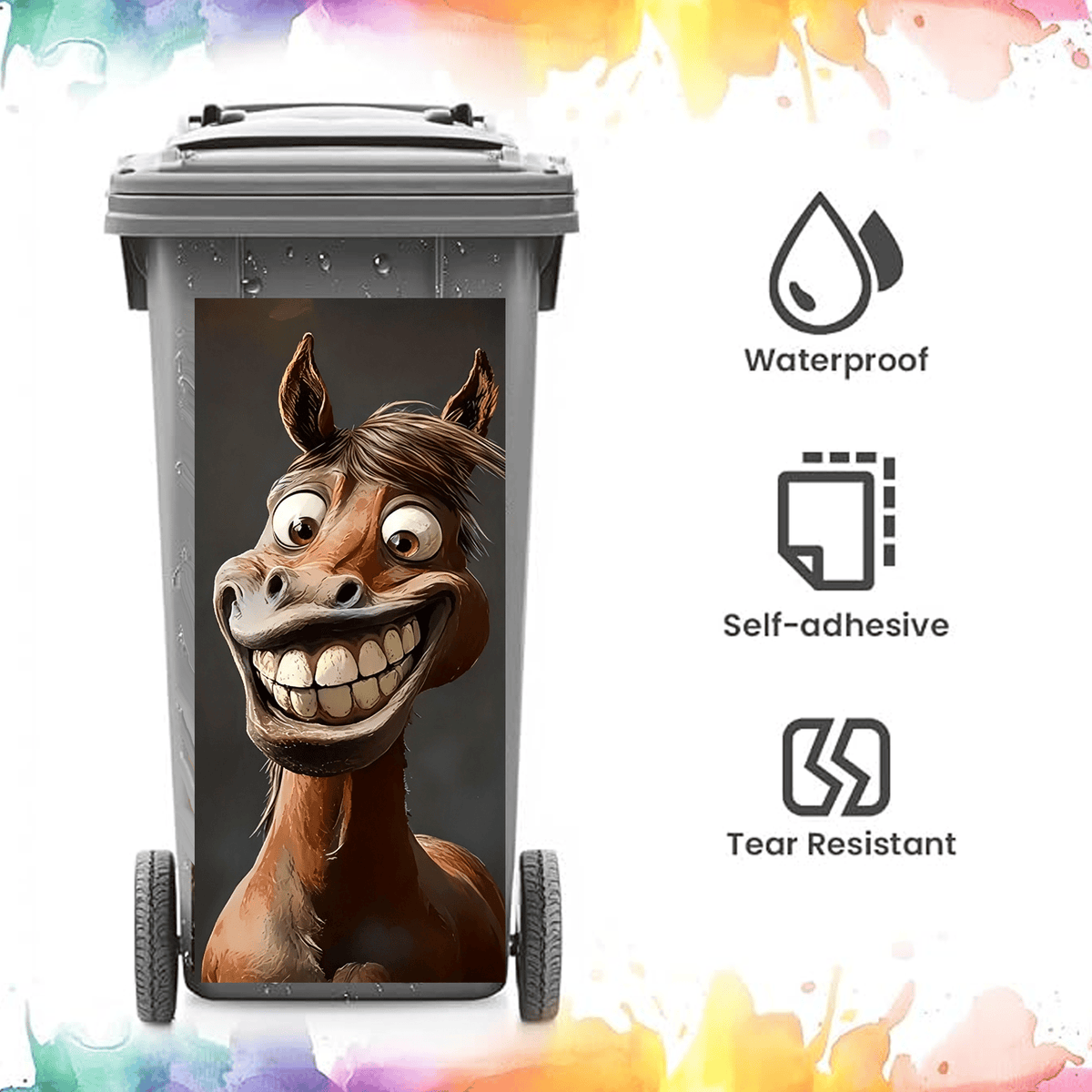 🐴 Creative Trash Can Sticker with Colourful Cartoon