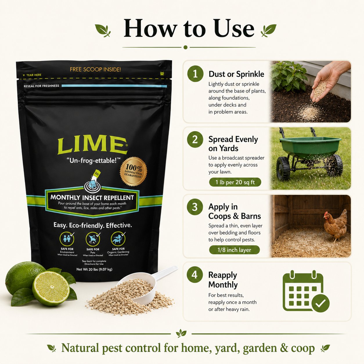 Pet Friendly Insect Repellent Spray, Multi-Use Pest Control Deodorizer for Home Garden Yard Chicken Coop