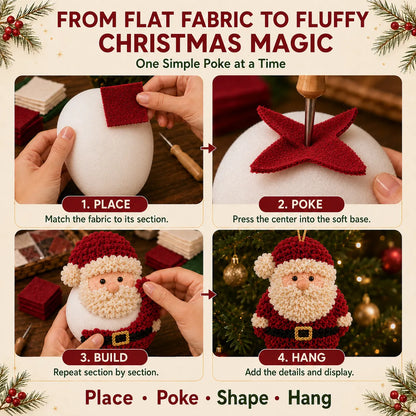 ⏳ Last Day 49% OFF – 🎄Beginner-Friendly 3D Fabric Poke Christmas Ornament DIY Kit Collection | Complete Kit with Pre-Cut Fabrics, Stuffed Felt Base, Poking Tool & Step-by-Step Guide Included 💕