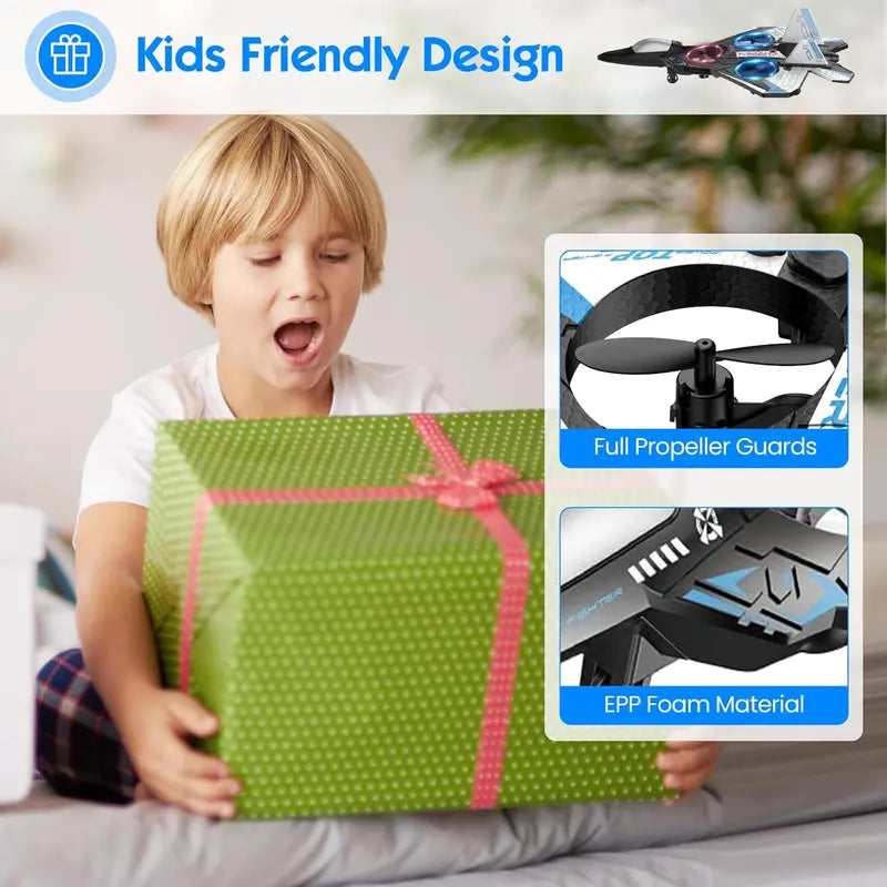 2.4G Remote Control Stunt Fighter Plane, Beginner Friendly RC Drone Aircraft With Headless Mode✈️