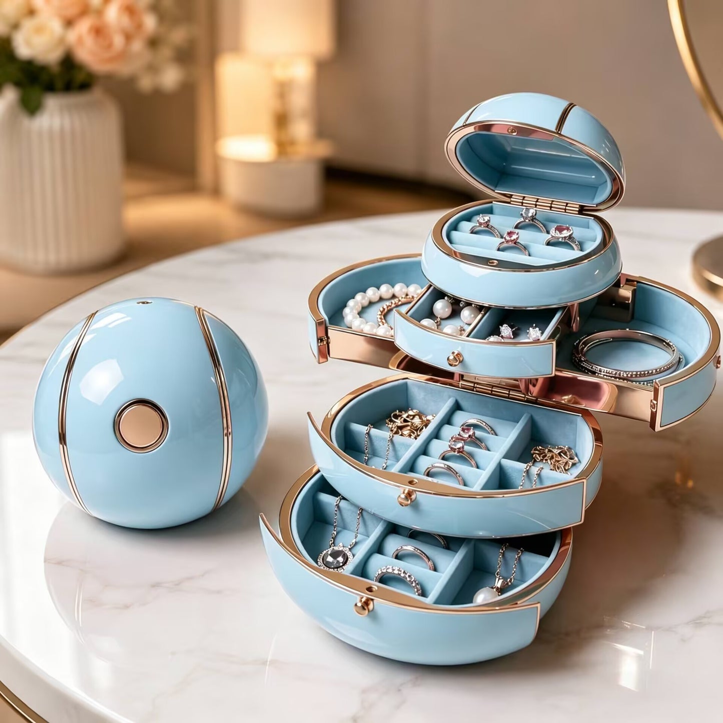 Automatic Deformable Spherical Jewelry Box
