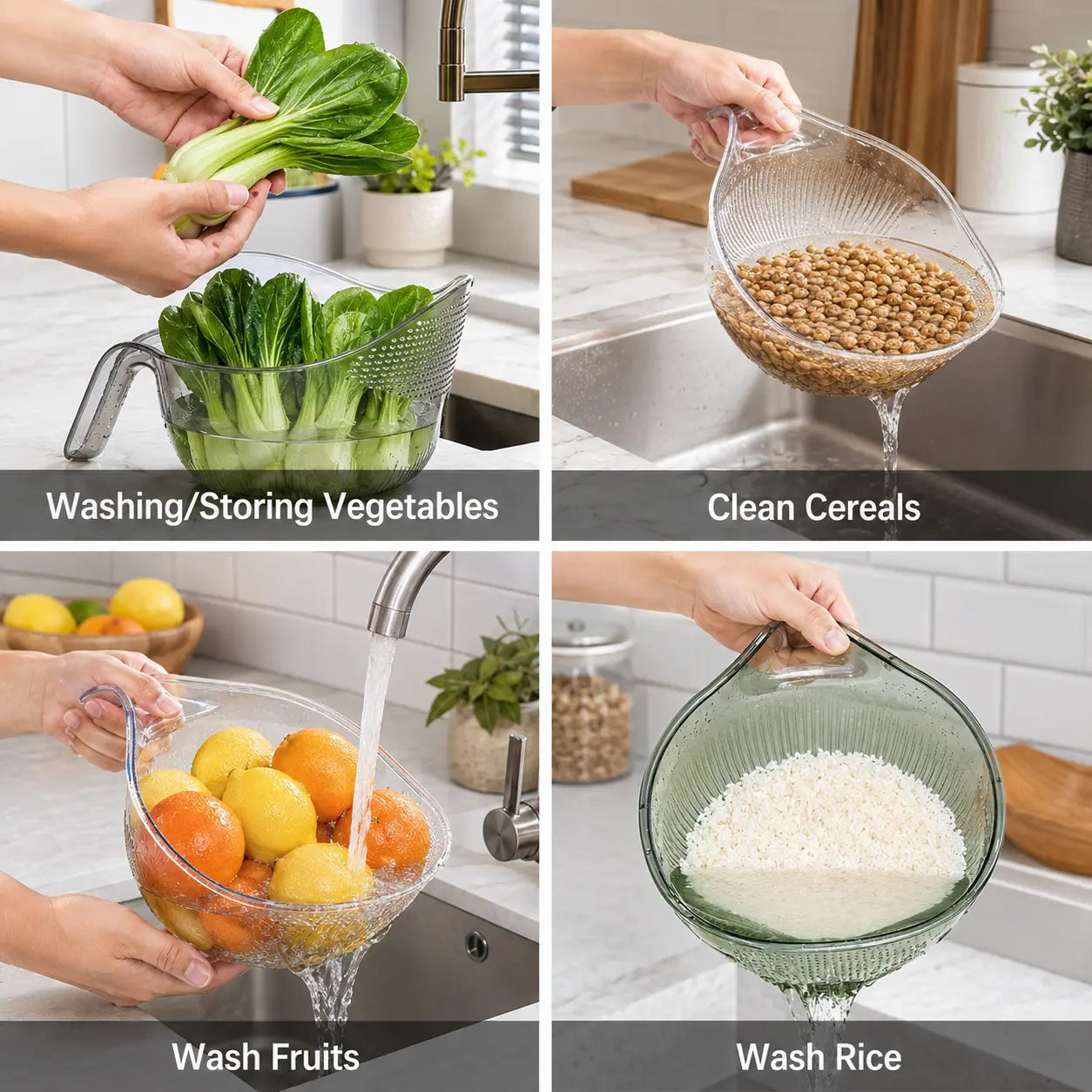 Aesthetic Multifunctional Rice Strainer with Handle 🥣
