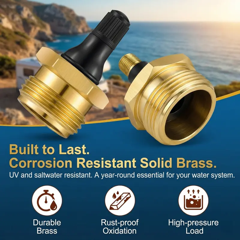 NEW ARRIVAL-2-Pcs Brass RV Blow Out Plugs with Drain Valve