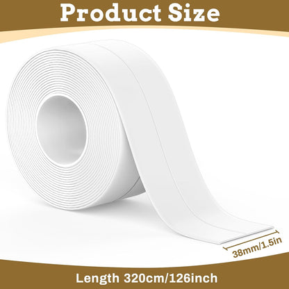 2Pcs White Caulk Tape Waterproof Self Adhesive