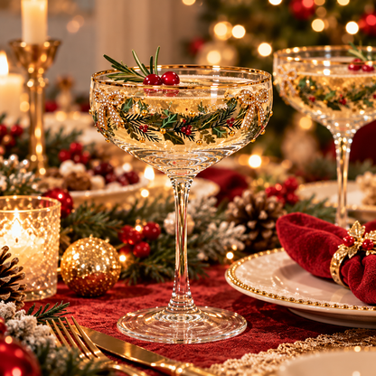 🎄 Elegant Christmas Coupe Glass – Festive Holiday Cocktail Glass
