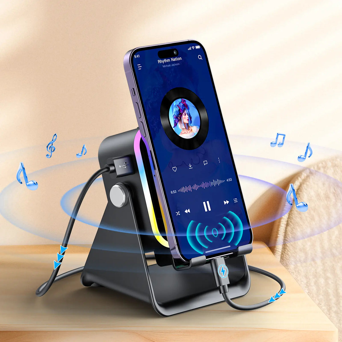 📱PUTARE Wireless Induction Audio Speaker Stand