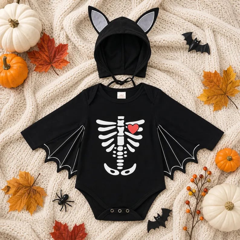 🎃🦇 Baby’s First Halloween Bat Romper – An Adorable Outfit for Little Spooky Memories