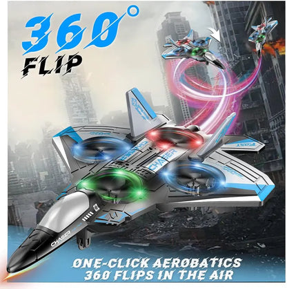 2.4G Remote Control Stunt Fighter Plane, Beginner Friendly RC Drone Aircraft With Headless Mode✈️