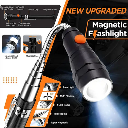 Extendable Magnetic Pickup Tool with LED Flashlight – Telescoping Gadget Gift for Men