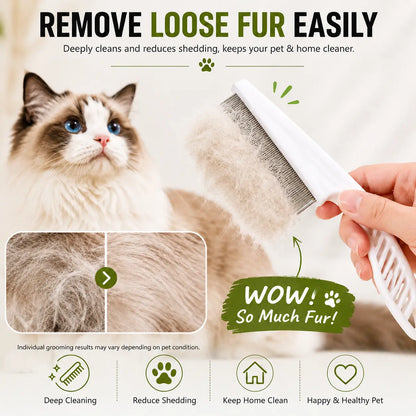 2 Pcs Pet Face Comb Set for Cats & Dogs, Fine Tooth Stainless Steel Grooming Comb🐱🪮