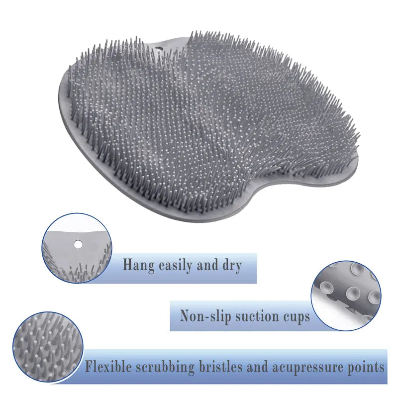 Silicone Shower Foot Scrubber Mat,Back & Feet Cleaning Pad