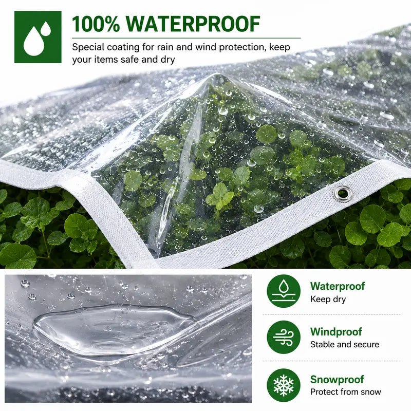 Clear Waterproof PE Tarp, Transparent Outdoor Cover with Metal Grommets🛡️
