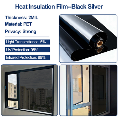 Static Cling Window Privacy Film UV Blocking Mirror Tint