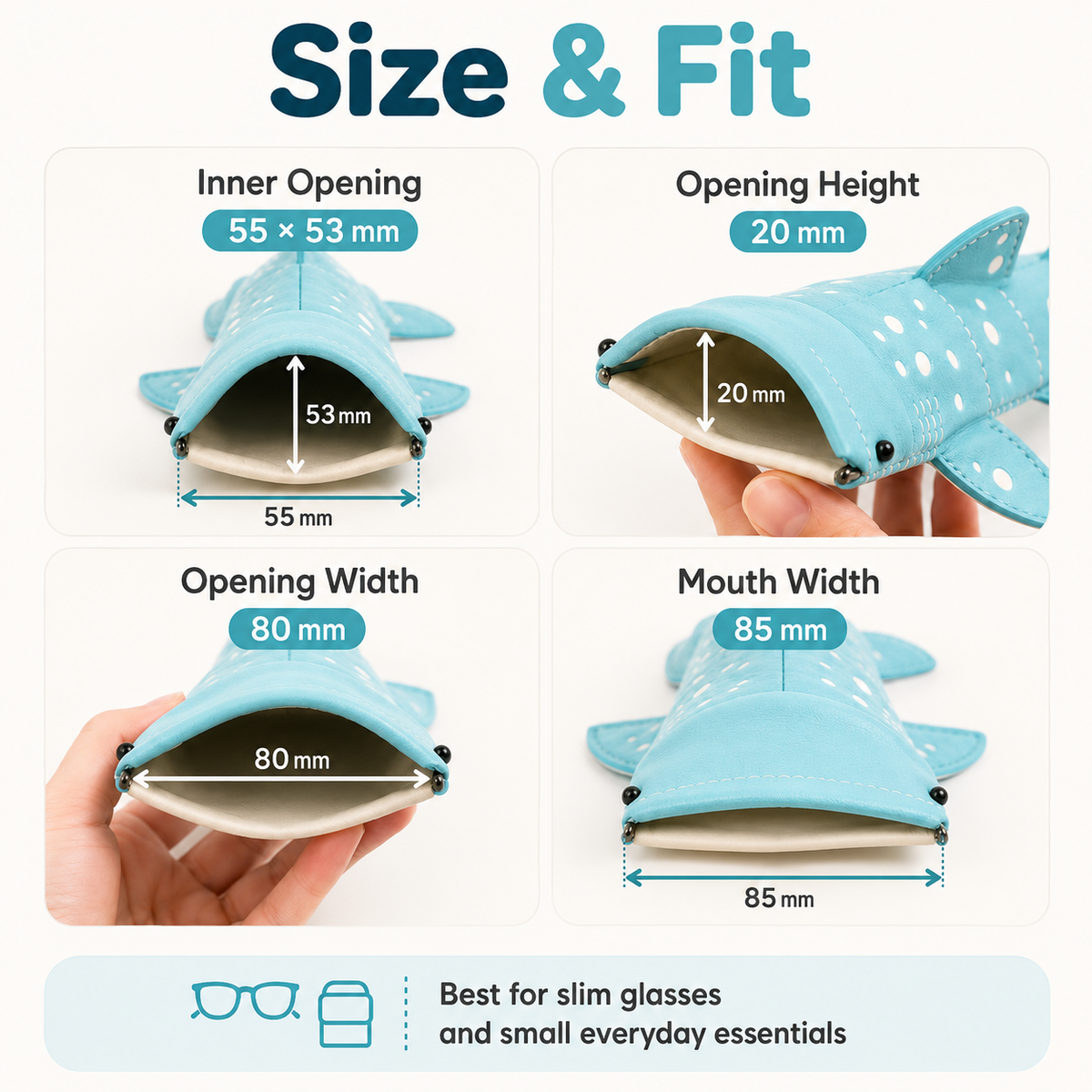 Shark glasses case opening and fit measurements