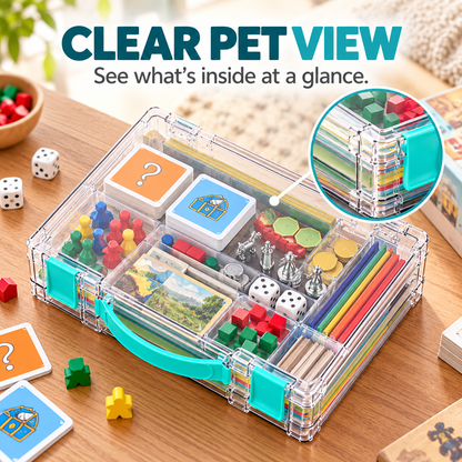 Clear Stackable Board Game Storage Case – Organize Games, Puzzles & Crafts with Ease
