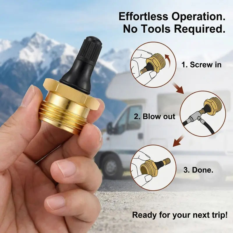 NEW ARRIVAL-2-Pcs Brass RV Blow Out Plugs with Drain Valve