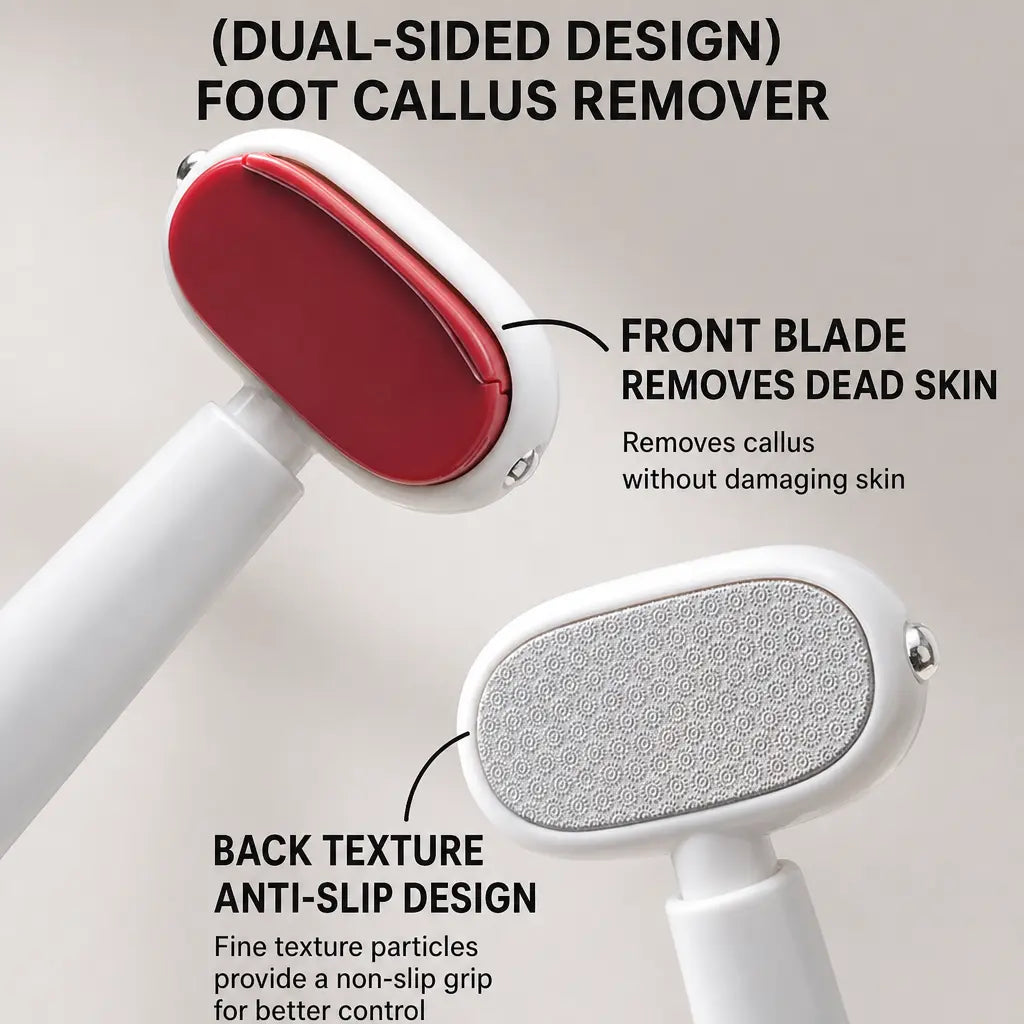 Dual-sided foot callus remover with blade side and textured side
