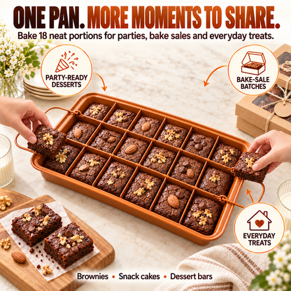 🍫 18-Section Removable Divider Brownie Pan – Thickened Carbon Steel Nonstick Baking Tray with Loose Bottom
