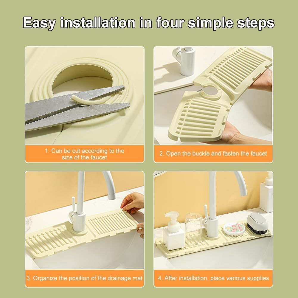Tap Mat for Kitchen Sink, Splash Guard, Silicone Drying Mat, Quick Drying Stone Sink Tray ✨