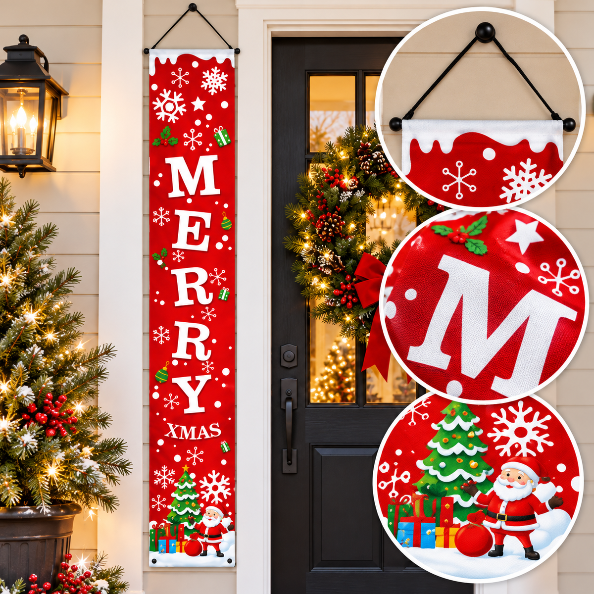 🎄 Merry Christmas Porch Banners – Festive Front Door Hanging Decorations (2PCS)