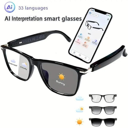 AI Interpretation Smart Glasses, with 33 Languages, Chat GPT,Audio Glasses for Men And Women