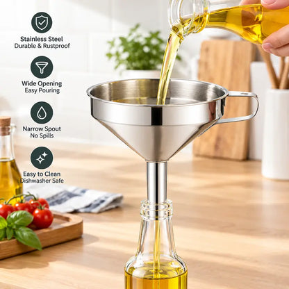 Unnel for Filling Bottles, 5 Inch Food Grade Stainless Steel Kitchen Funnel with 200 Mesh Filter Strainer ✨
