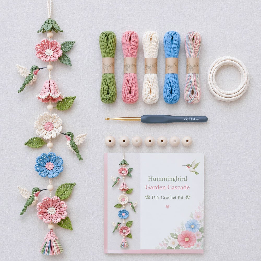 Hummingbird Garden Cascade DIY Crochet Kit