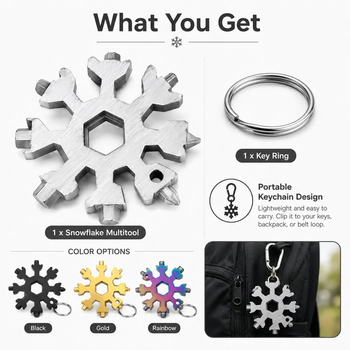 Viral 18‑in‑1 Snowflake Multi‑tool Stainless Steel Portable Wrench ❄️