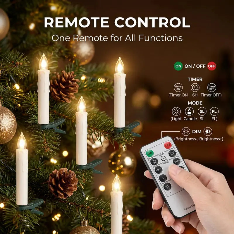 🎄 Flameless LED Christmas Candle Lights with Remote – 10/20 Pack