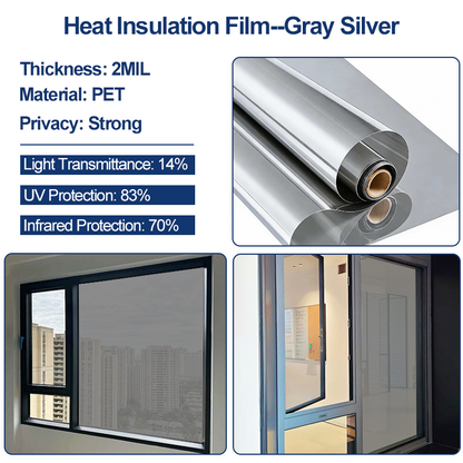 Static Cling Window Privacy Film UV Blocking Mirror Tint