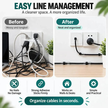 20Pcs Self-Adhesive Cable Clips, Space-Saving Wire Cord Organizer
