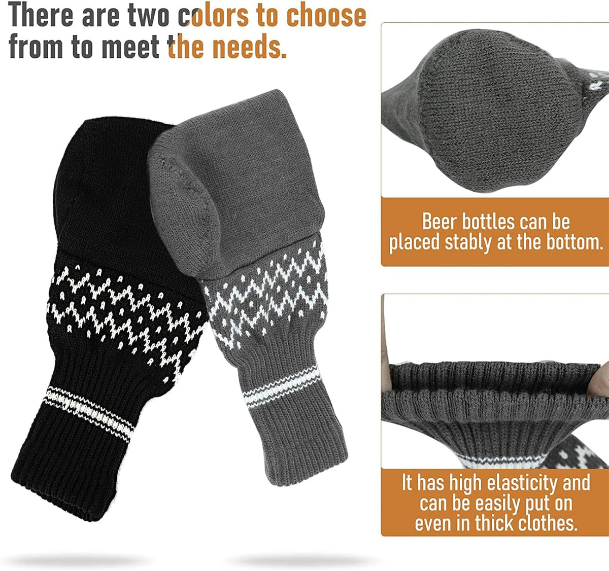 Beer Mitten Gloves - Knit Stitched Drink Mitt Holder for Beverage🧤