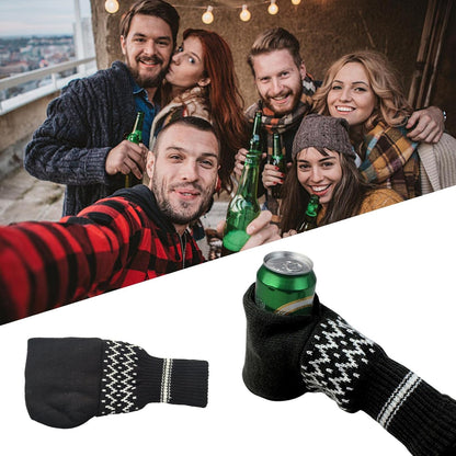 Beer Mitten Gloves - Knit Stitched Drink Mitt Holder for Beverage🧤